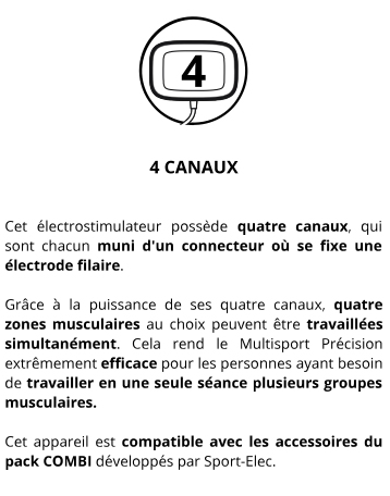 Electrostimulateur musculaire Multisport Pro Precision Sport-Elec 4 canaux  14 programmes + ceinture abdominale Maxibelt - Electrotens